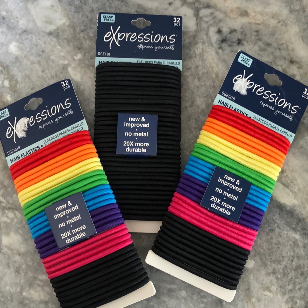 3 packages of Expressions Hair Elastics - 96 pieces!